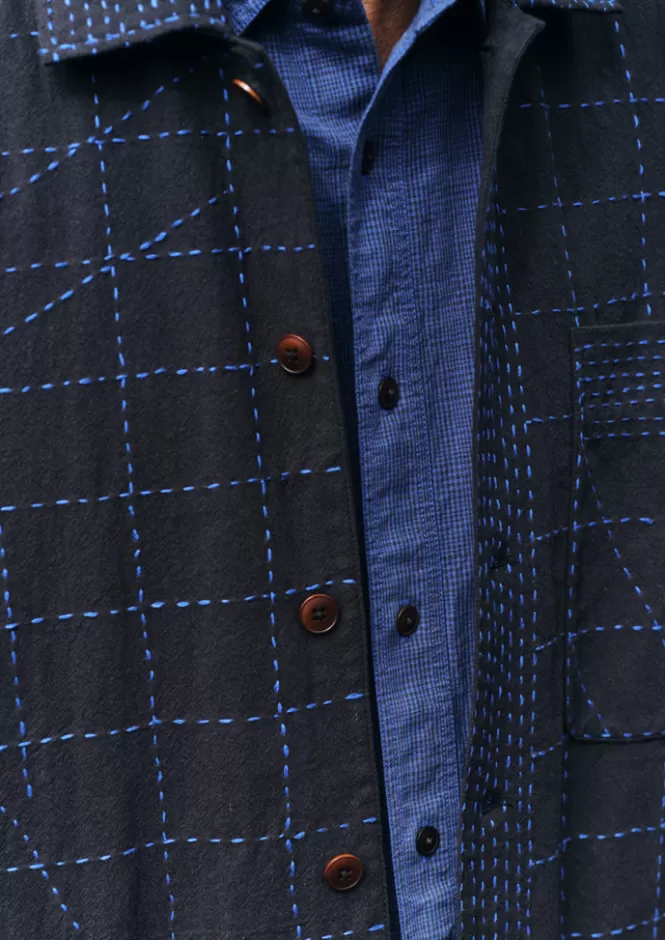 Camicia Artigianale Kantha con Ricamo Astratto - Offerta Esclusiva Abiti Casual Unisex
