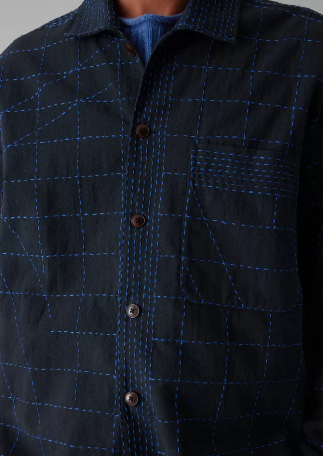 Camicia Artigianale Kantha con Ricamo Astratto - Offerta Esclusiva Abiti Casual Unisex