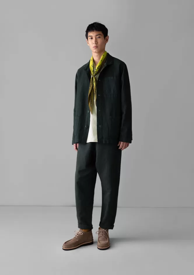 Alfie - Pantaloni Uomo in Lino Tinto a Pigmento con Motivo Spina di Pesce | Vestibilità Classica e Tessuto Naturale