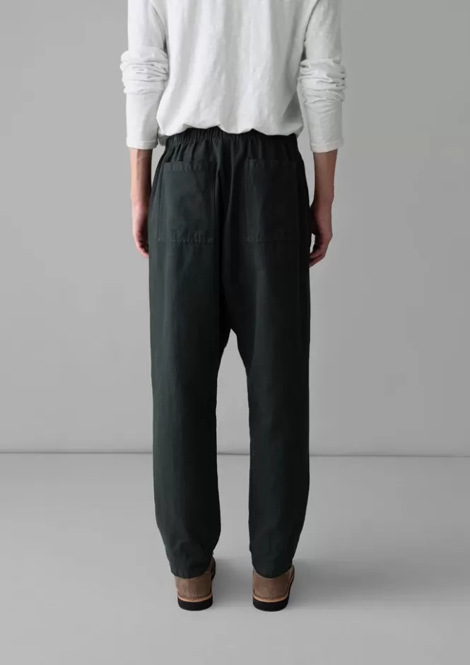 Alfie - Pantaloni Uomo in Lino Tinto a Pigmento con Motivo Spina di Pesce | Vestibilità Classica e Tessuto Naturale