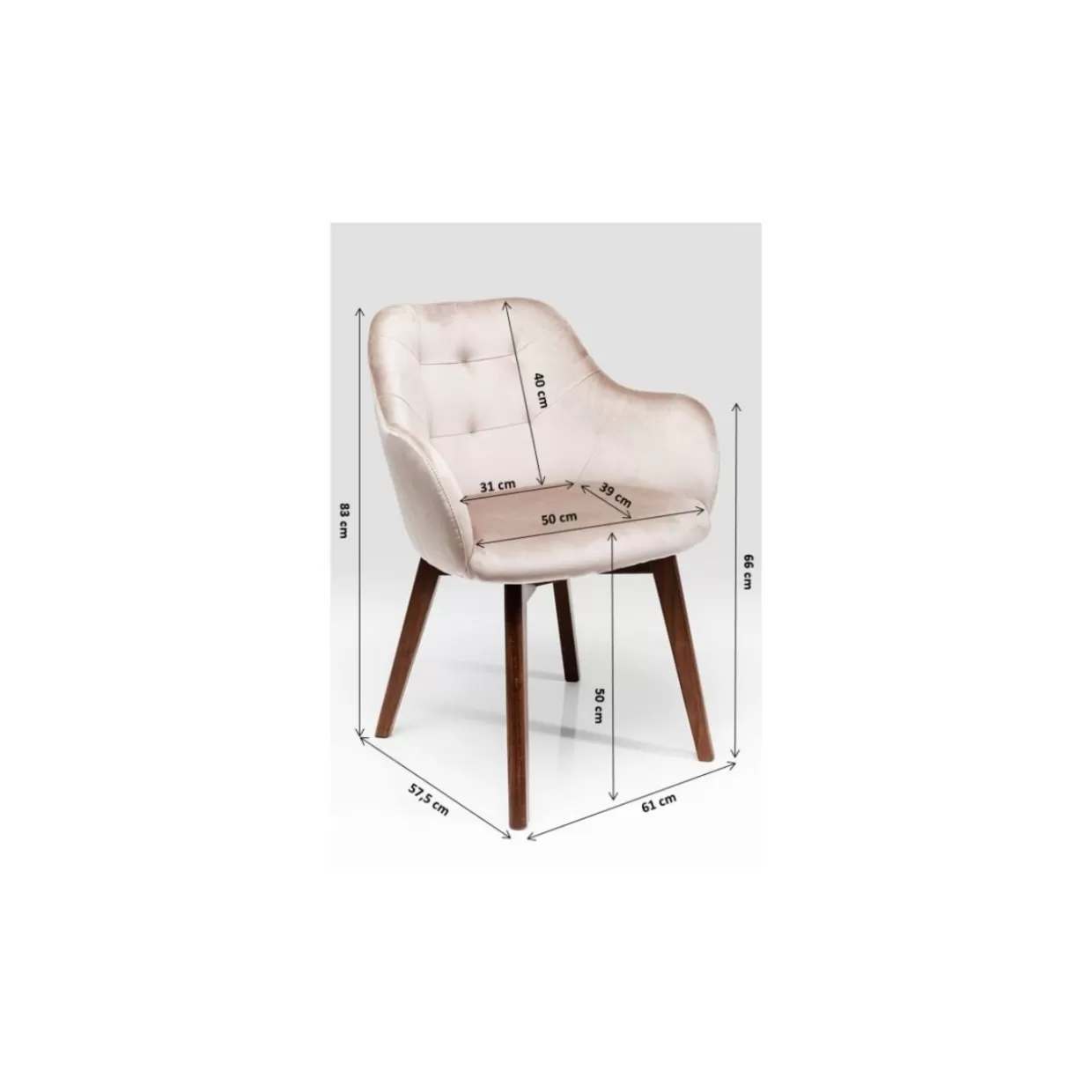 Poltrona Dark Lady in velluto grigio - Design raffinato con braccioli by KARE