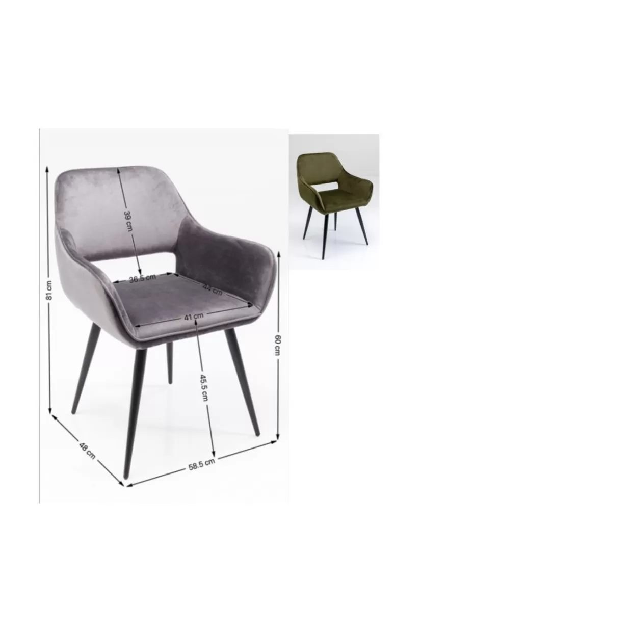 Poltrona Design KARE - San Francisco in Verde Foresta con Braccioli Moderni