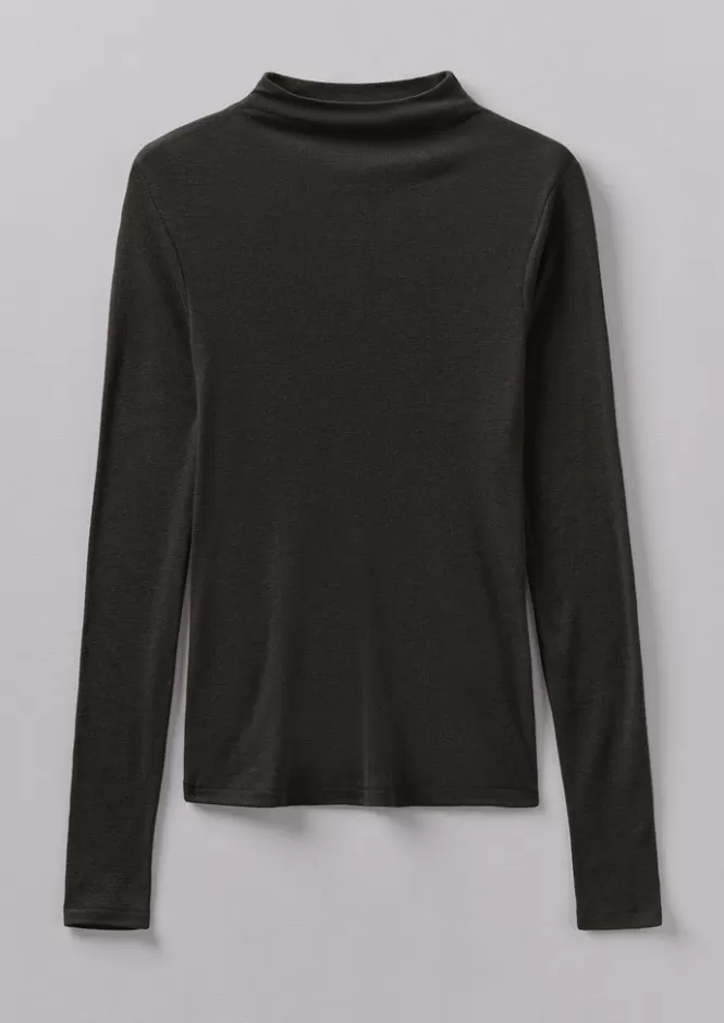Maglia Donna in Lyocell e Lana con Collo Alto - T-Shirt Elegante Jersey per Tops Casual by Aster
