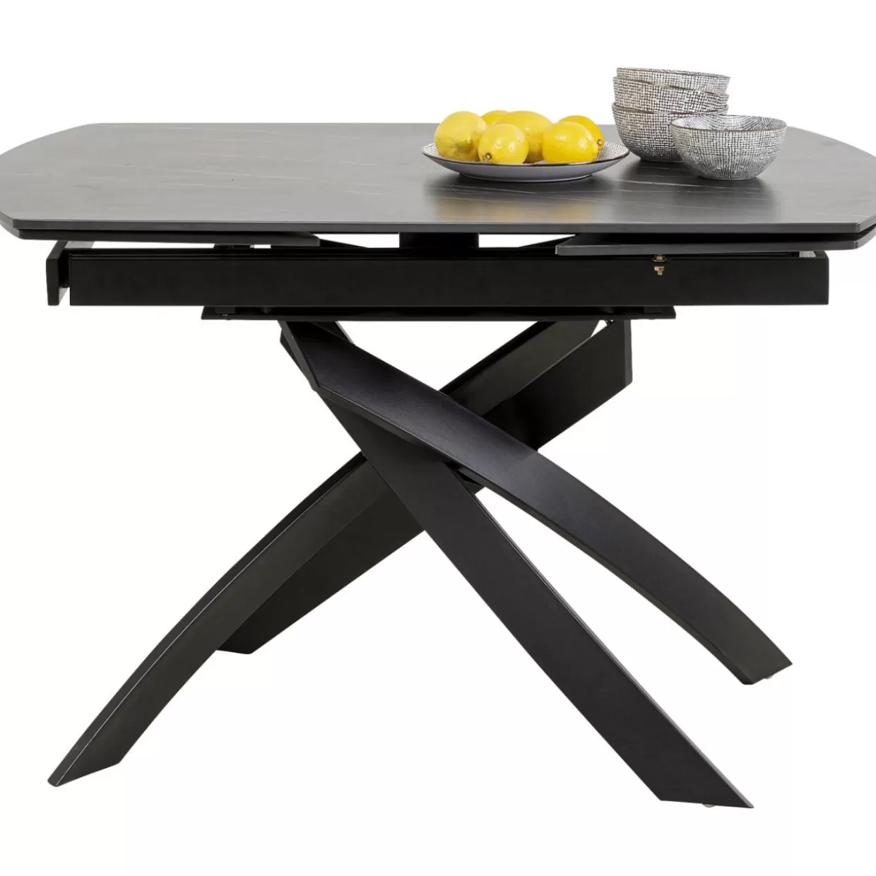 KARE Design Tavolo Estensibile Twist - Nero Elegante, Dimensioni 120 cm (espandibile a 180) x 90 cm, Soluzione Pratica per Spazi Dinamici