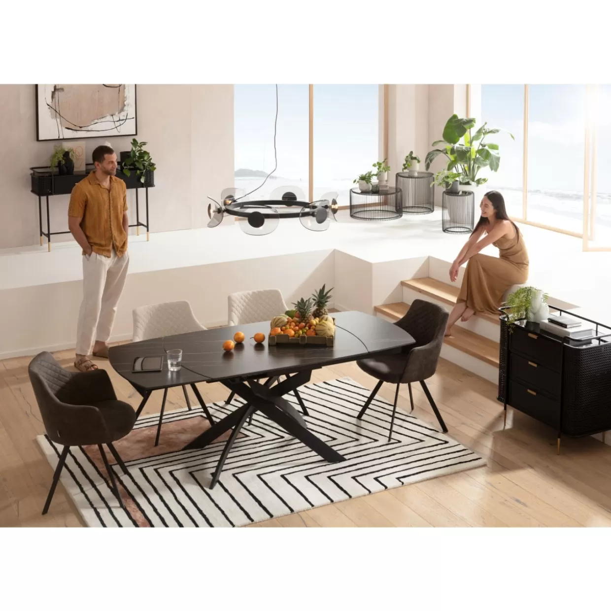 KARE Design Tavolo Estensibile Twist - Nero Elegante, Dimensioni 120 cm (espandibile a 180) x 90 cm, Soluzione Pratica per Spazi Dinamici