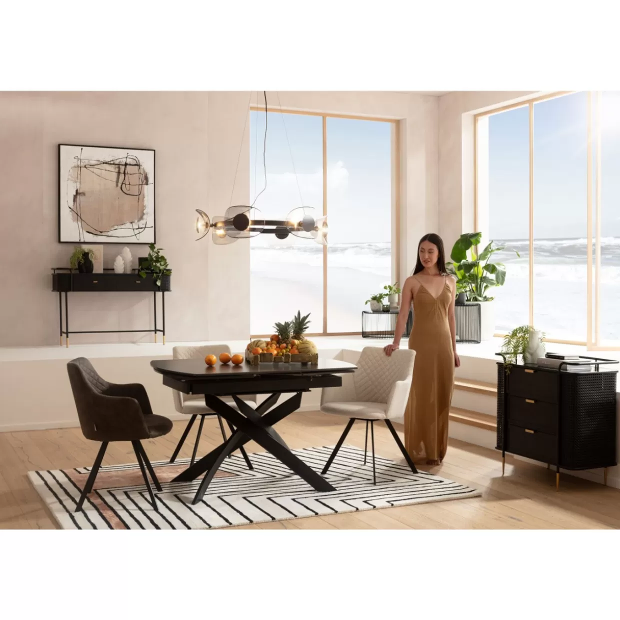 KARE Design Tavolo Estensibile Twist - Nero Elegante, Dimensioni 120 cm (espandibile a 180) x 90 cm, Soluzione Pratica per Spazi Dinamici