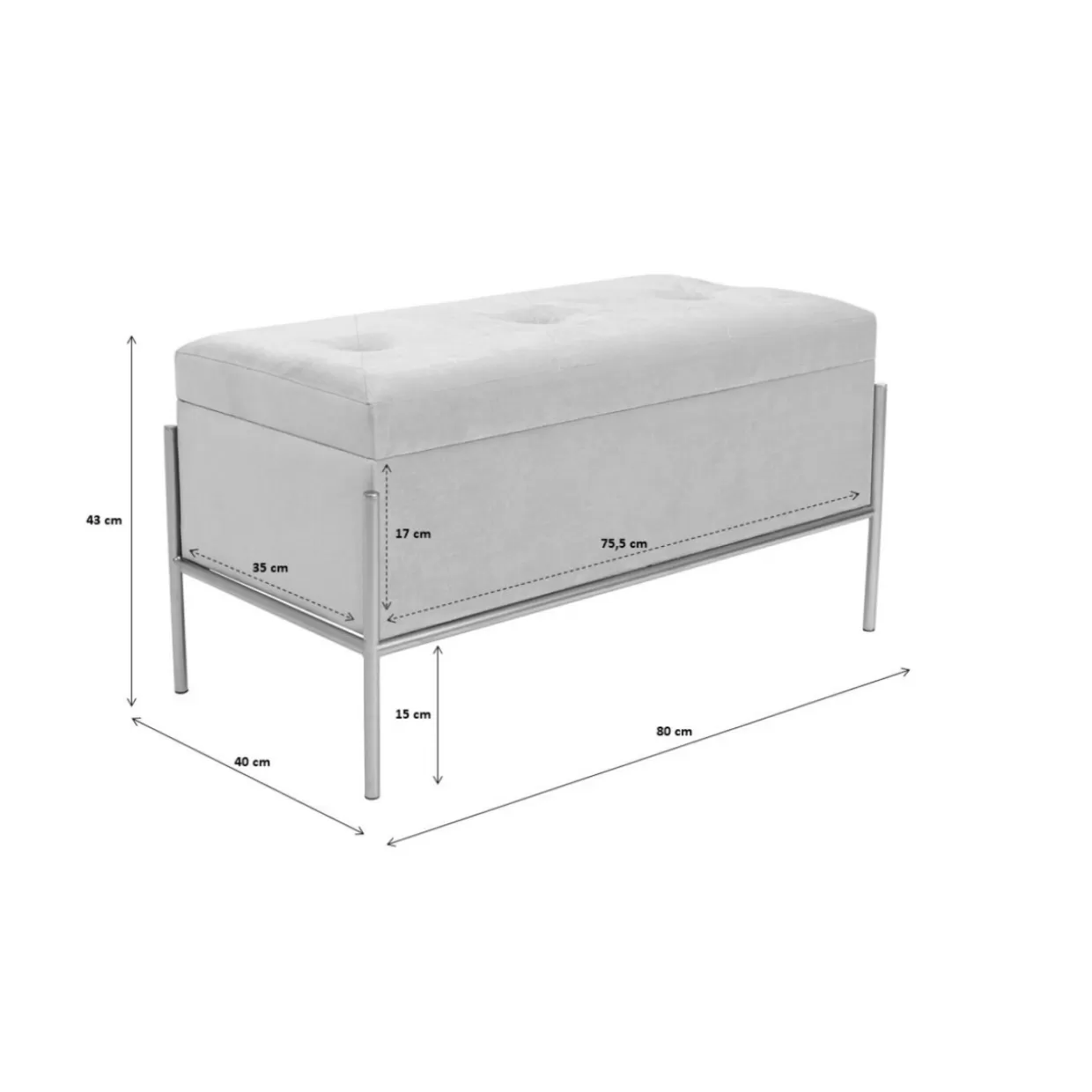 Panche Moderne KARE con Bottoni Decorativi e Vano Portaoggetti - Design Funzionale in Bianco&Nero, Misure Compatte