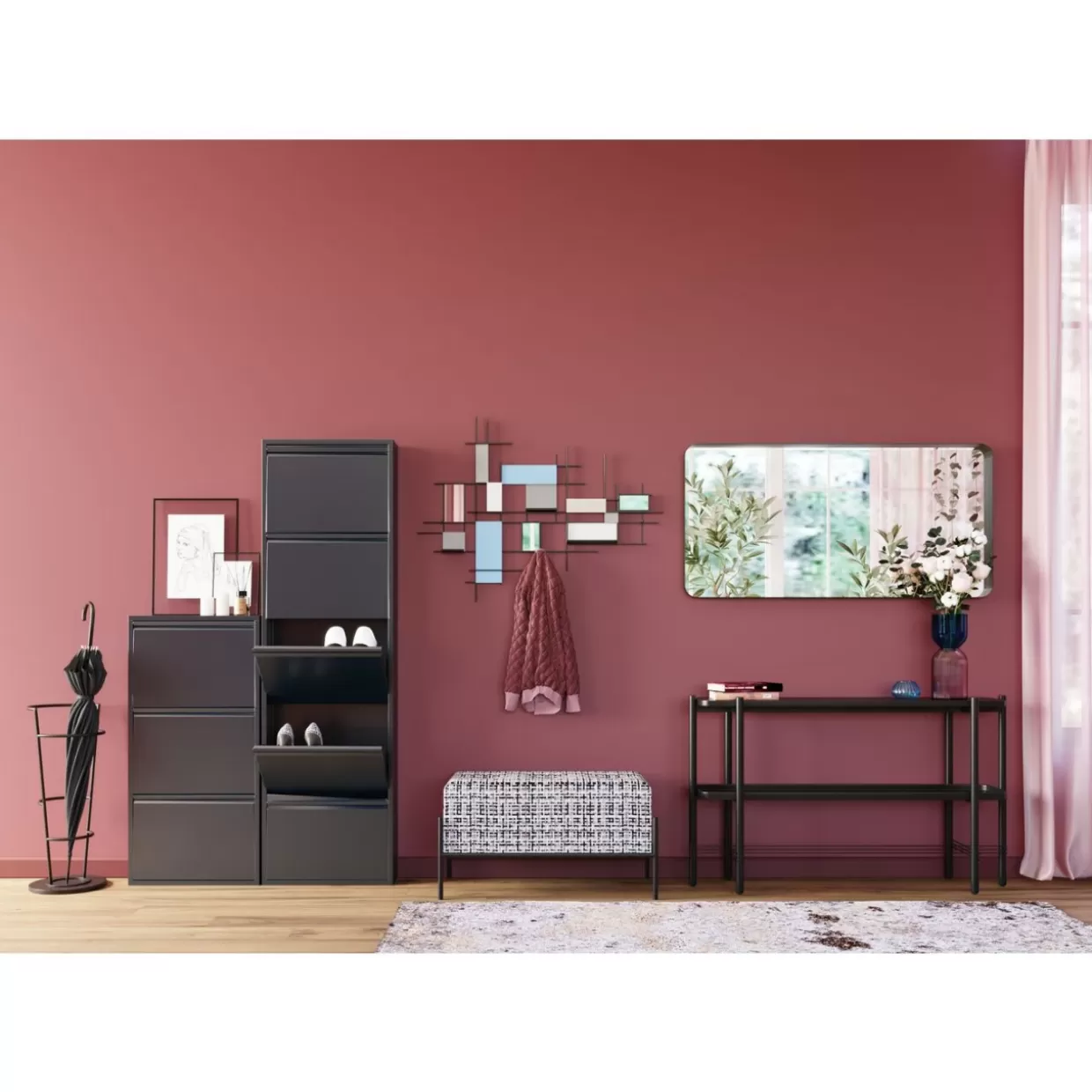 Panche Moderne KARE con Bottoni Decorativi e Vano Portaoggetti - Design Funzionale in Bianco&Nero, Misure Compatte
