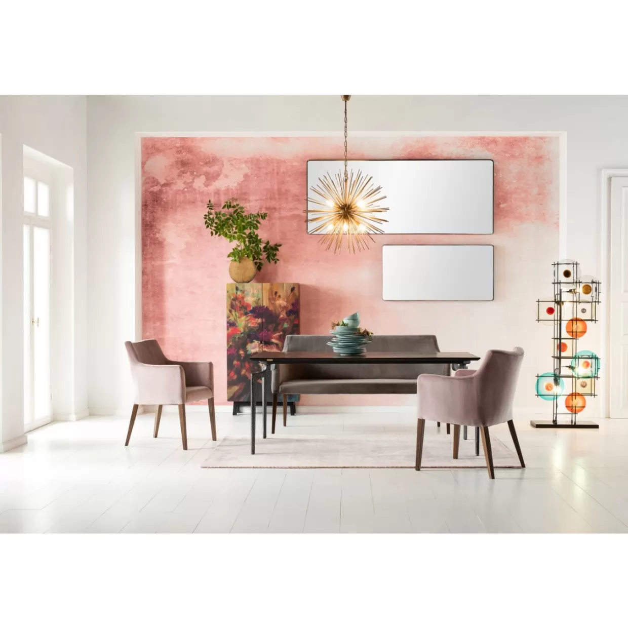 Panche Eleganti KARE Design in Velluto Grigio Antracite - Modello Bank per Soggiorno Moderno