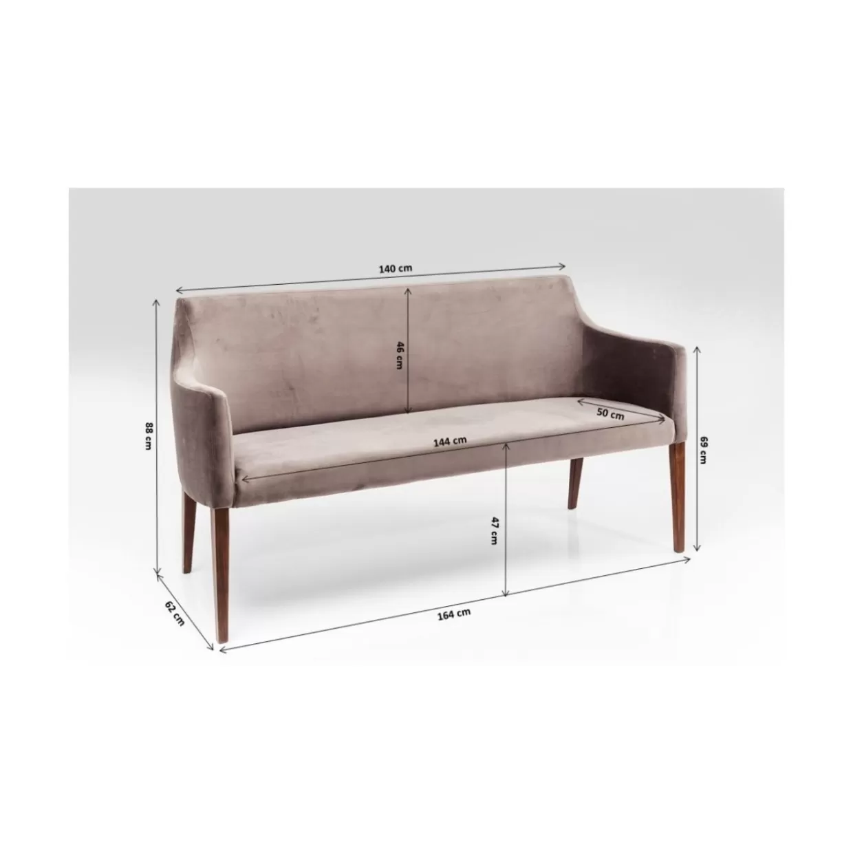 Panche Eleganti KARE Design in Velluto Grigio Antracite - Modello Bank per Soggiorno Moderno