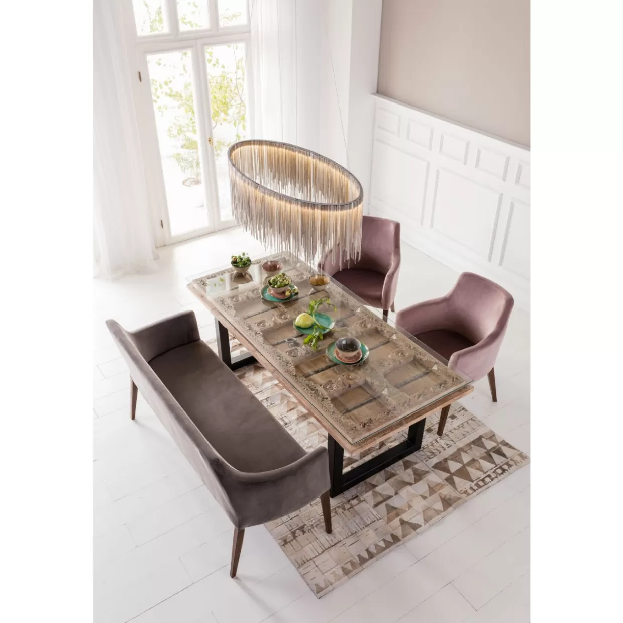 Panche Eleganti KARE Design in Velluto Grigio Antracite - Modello Bank per Soggiorno Moderno