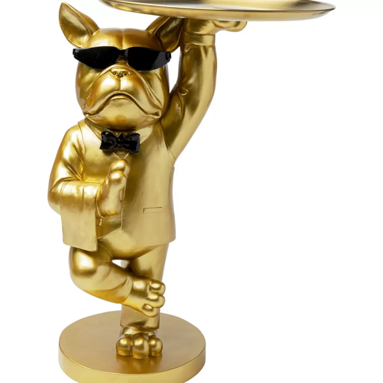 KARE Tavolino Decorativo Bulldog con Vassoio in Oro - Design Originale 34x55 cm per Soggiorno Moderno