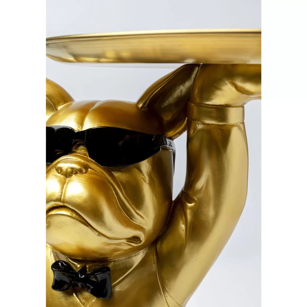 KARE Tavolino Decorativo Bulldog con Vassoio in Oro - Design Originale 34x55 cm per Soggiorno Moderno