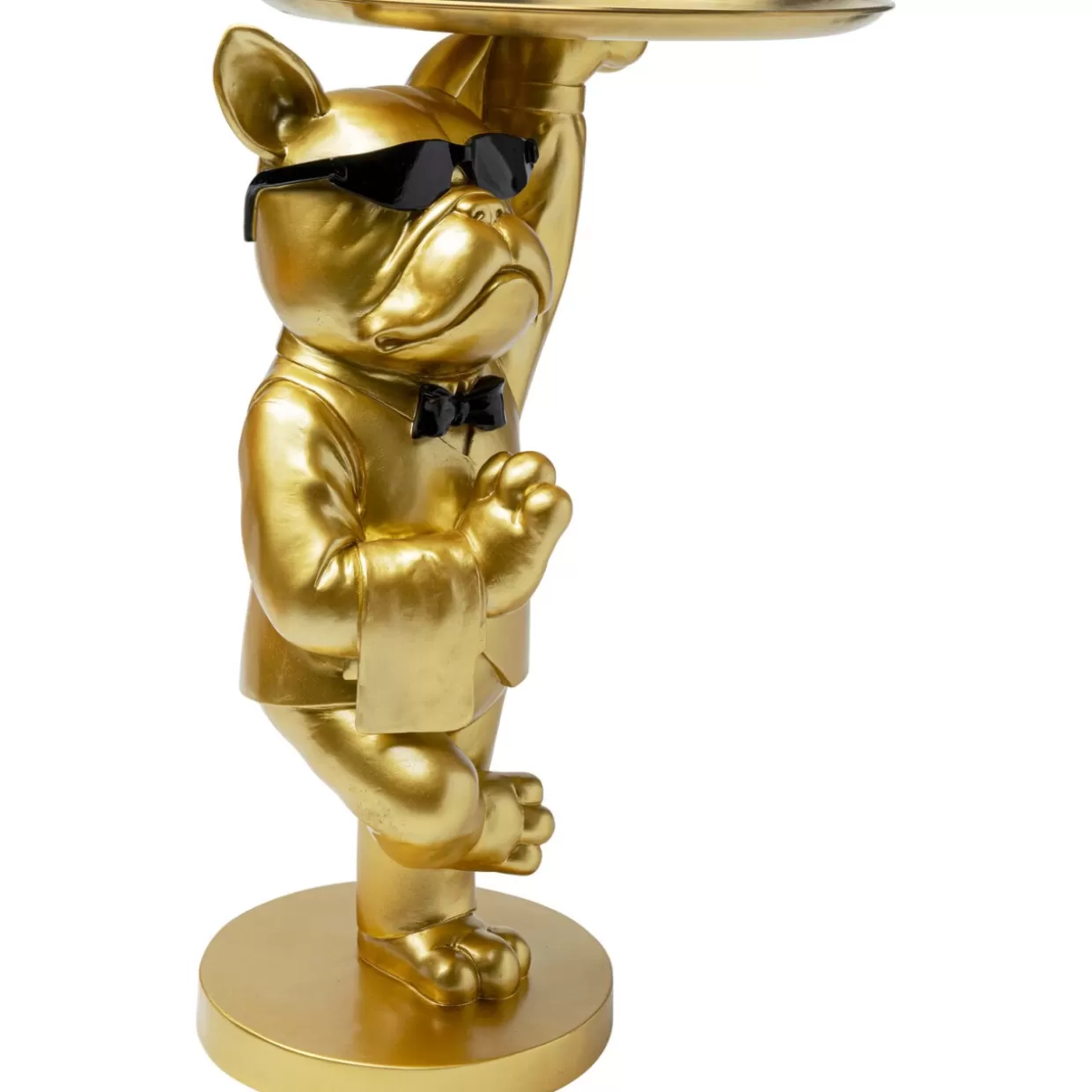 KARE Tavolino Decorativo Bulldog con Vassoio in Oro - Design Originale 34x55 cm per Soggiorno Moderno