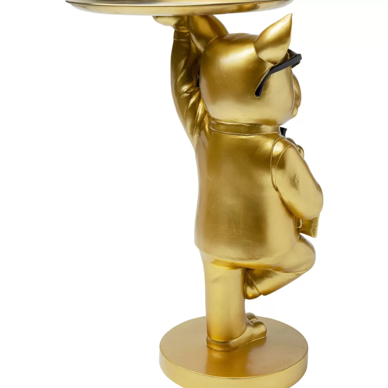 KARE Tavolino Decorativo Bulldog con Vassoio in Oro - Design Originale 34x55 cm per Soggiorno Moderno