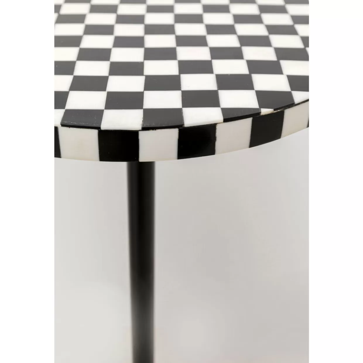 Tavolino da Salotto Domero Scacchi Bianco e Nero - Design Elegante KARE, Diametro 25 cm