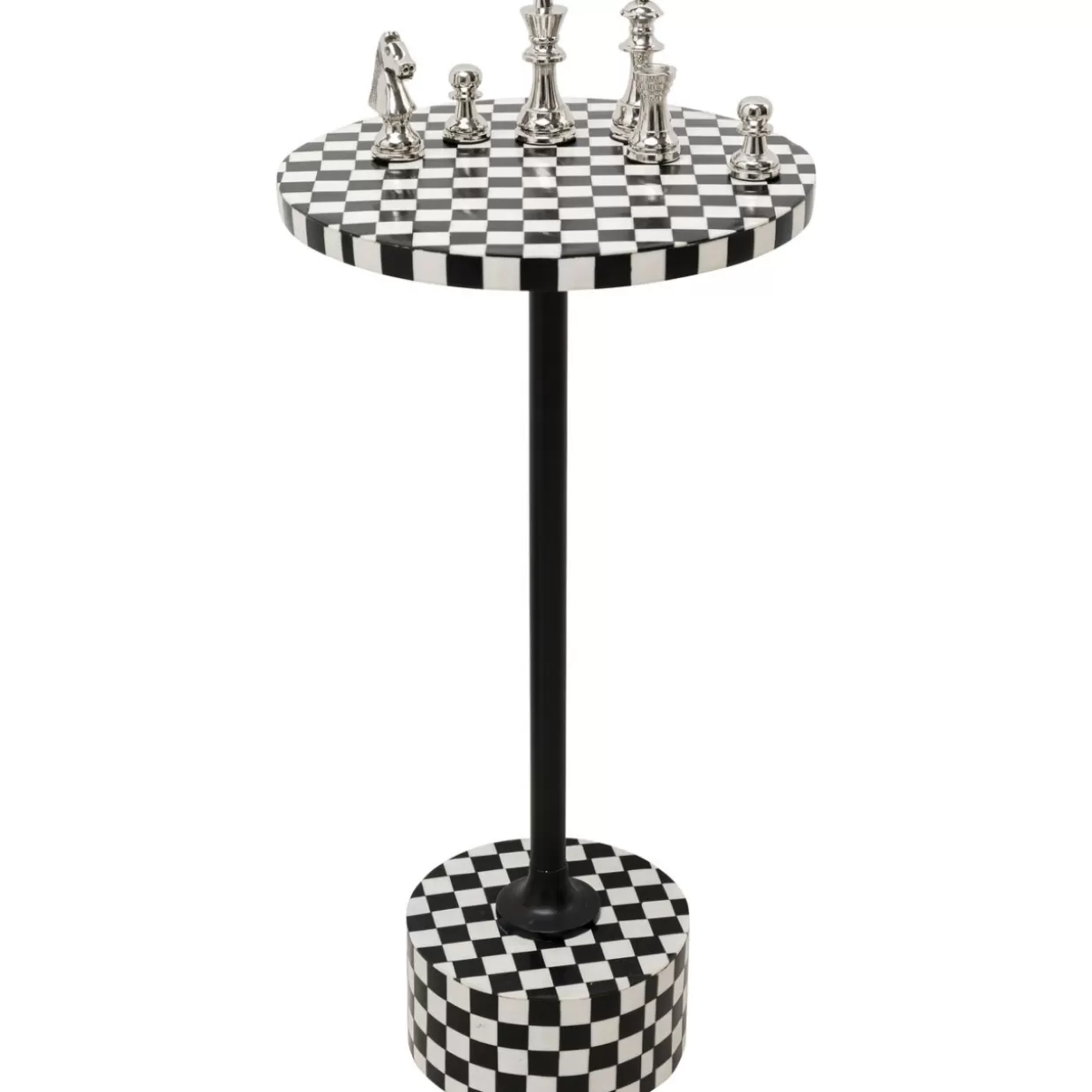 Tavolino da Salotto Domero Scacchi Bianco e Nero - Design Elegante KARE, Diametro 25 cm