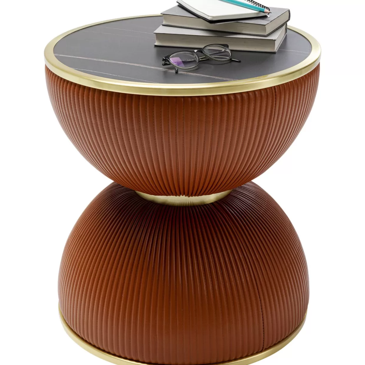 KARE Design Tavolino Contemporaneo Vegas Illimitato | Complemento d'Arredo Arancione Brillante con Base Ø47 cm