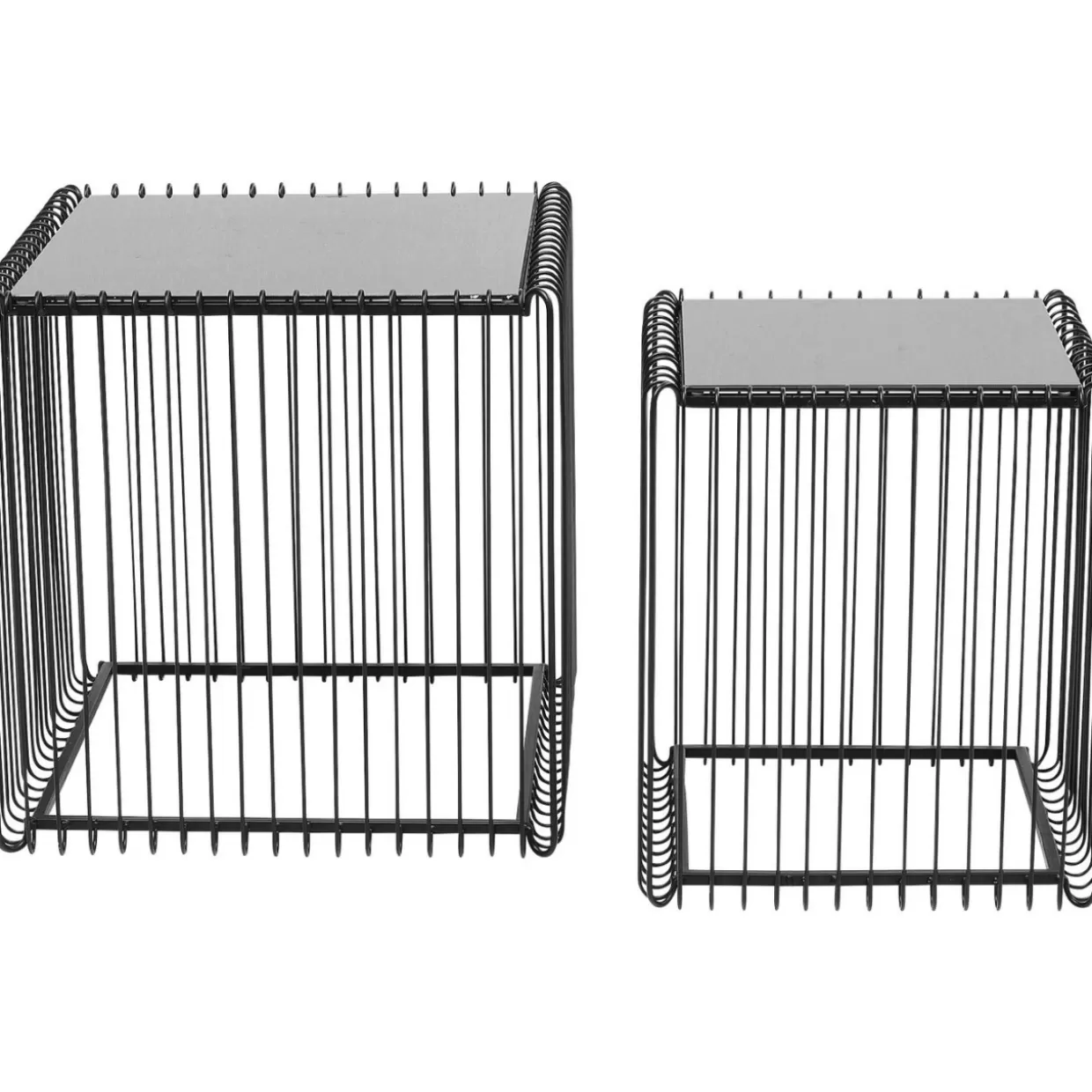 Tavolini moderni in stile Wire Square - Coppia nera 45x45 cm per soggiorno KARE Design

（：/，，，，，）