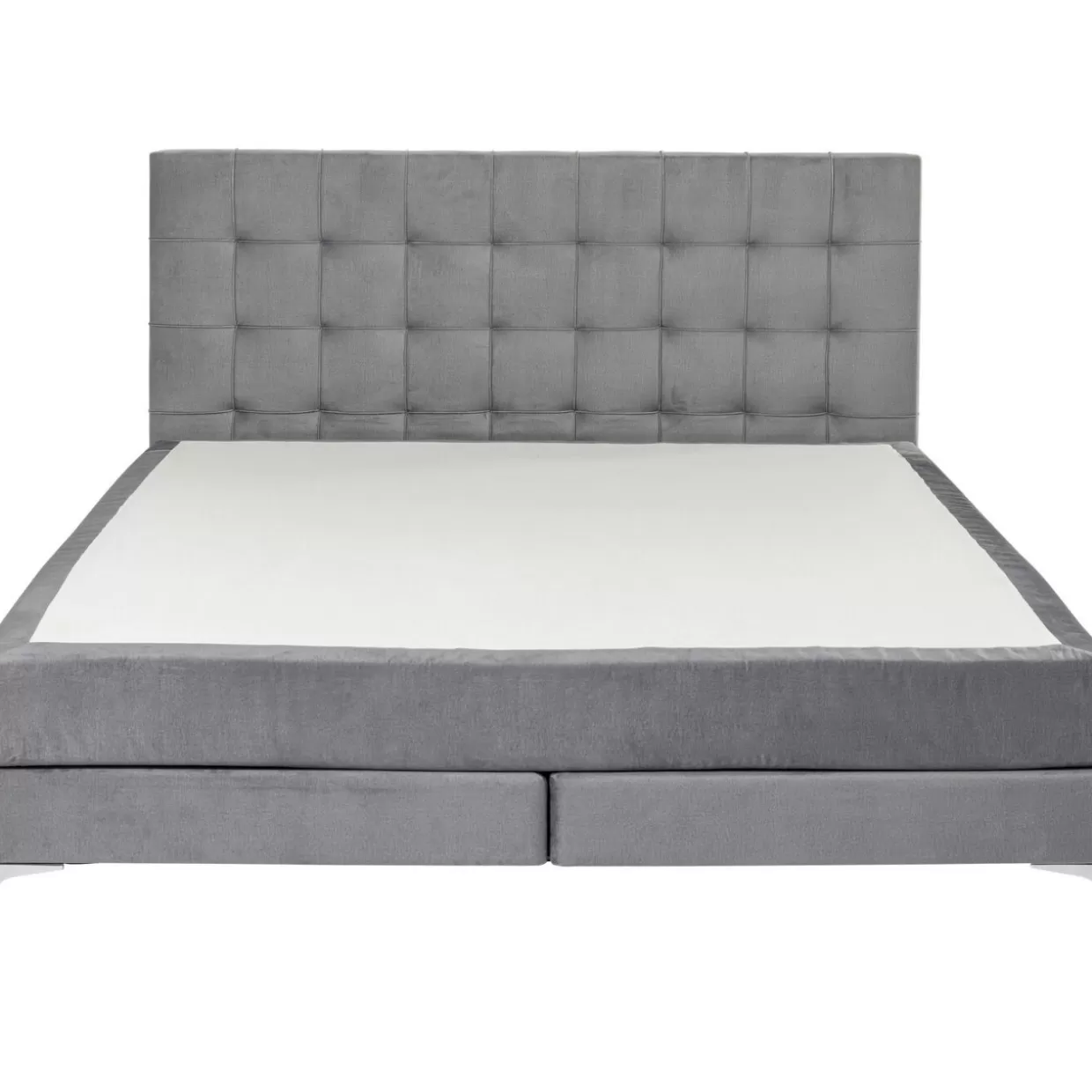 KARE Design – Letto Matrimoniale Benito Star con Struttura Boxspring, Grigio Elegante 160x200 cm, Testiera Imbottita e Design Moderno