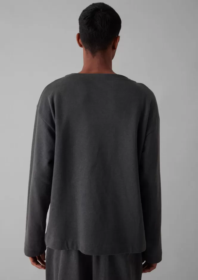 Maglia Confortevole Misto Canapa e Cotone Spazzolato con Scollo Largo - Abiti da Casa e T-Shirt Casual Chic per Relax