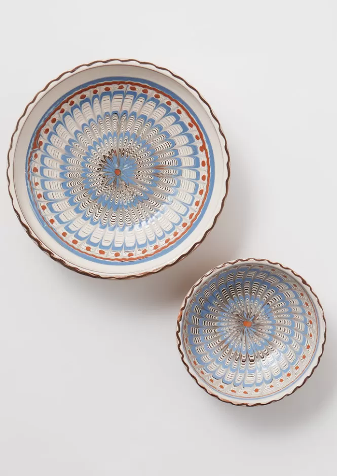 Ciotola in Ceramica Horezu Manufatto Artigianale - Pezzo Unico per Tavola con Motivi Folkloristici, Realizzata a Mano con Tecnica Tradizionale Rumenā - Articolo da Cucina e Arredamento Casa