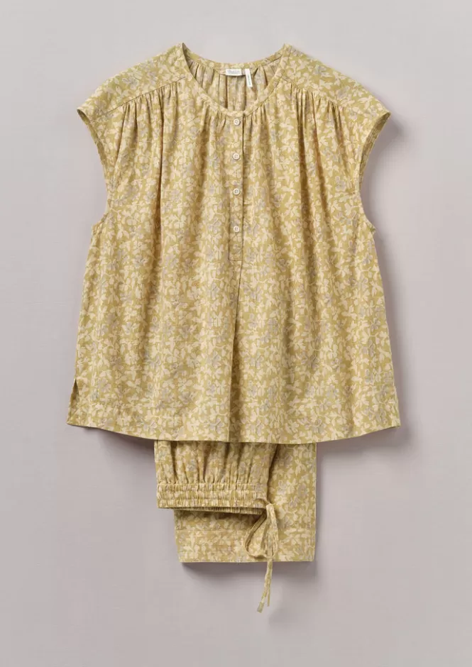 Pijama in Cotone Floreale con Trama Artistica - Indumento Lounge Serale Confortevole per Donna 

（：，