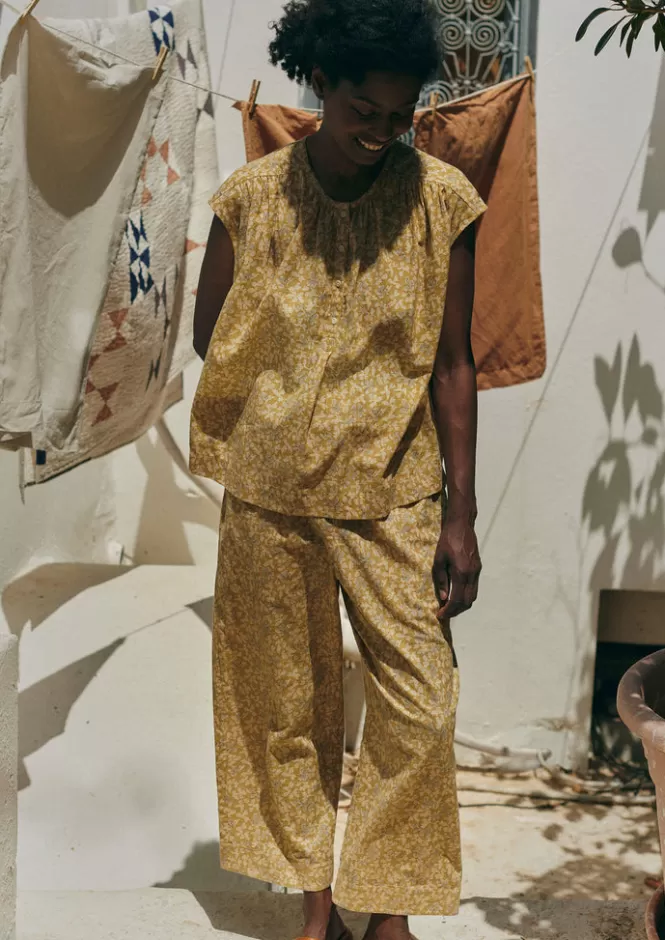 Pijama in Cotone Floreale con Trama Artistica - Indumento Lounge Serale Confortevole per Donna 

（：，