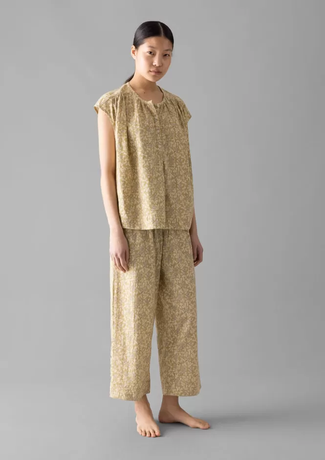 Pijama in Cotone Floreale con Trama Artistica - Indumento Lounge Serale Confortevole per Donna 

（：，