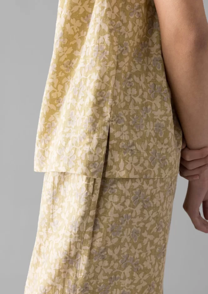 Pijama in Cotone Floreale con Trama Artistica - Indumento Lounge Serale Confortevole per Donna 

（：，