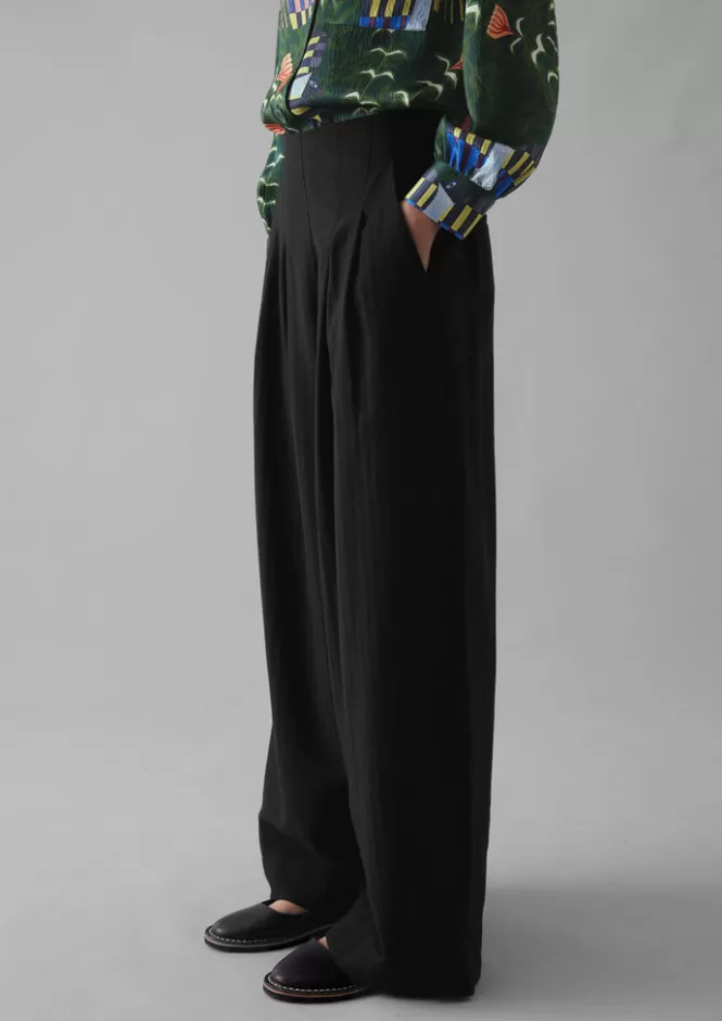 Pantaloni Donna Corinne in Misto Lana e Cotone - Modello Spina di Pesce con Taglio A Campana, Comodi ed Eleganti per Tutto il Giorno
