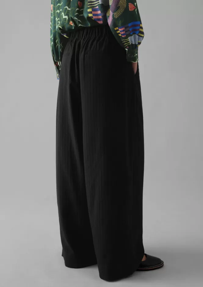 Pantaloni Donna Corinne in Misto Lana e Cotone - Modello Spina di Pesce con Taglio A Campana, Comodi ed Eleganti per Tutto il Giorno