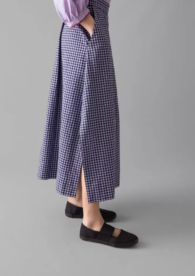 Gonna Estiva in Cotone con Quadretti e Tessuto Seersucker - Design A-Line Leggero e Traspirante per Donna da Outlet Moda