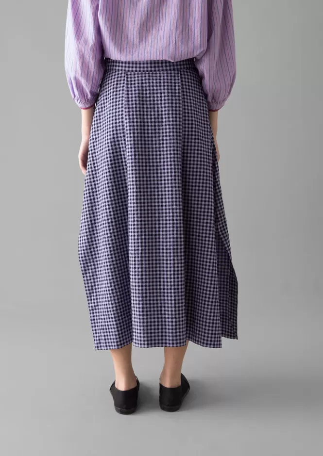 Gonna Estiva in Cotone con Quadretti e Tessuto Seersucker - Design A-Line Leggero e Traspirante per Donna da Outlet Moda