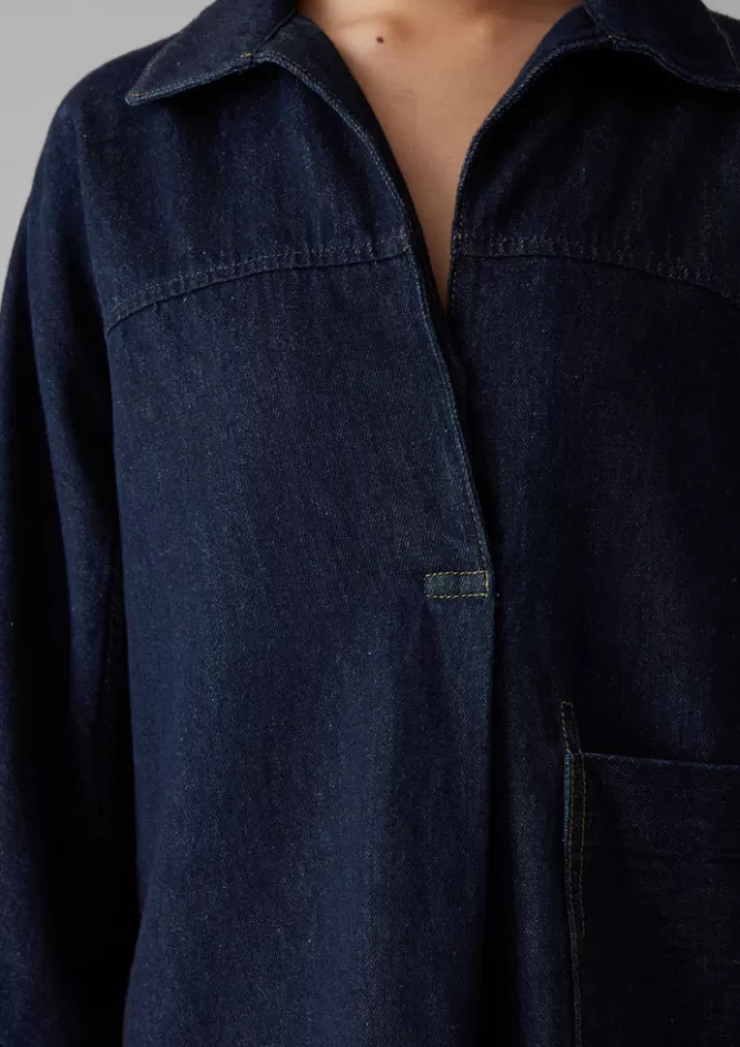 Saldi Esclusivi - Tunica Denim Donna in Cotone e Canapa | Top Casual e Magliette Naturali