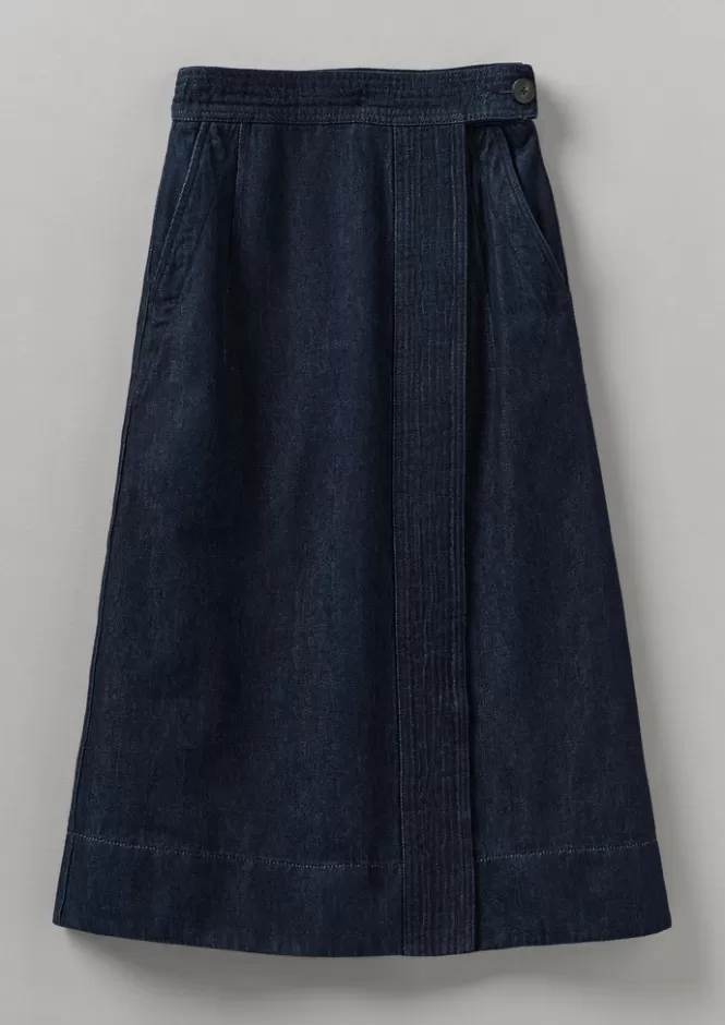 Gonna avvolgente donna in denim eco-chic - Cotone canapato con chiusura a fascia - Stile casual primavera-estate