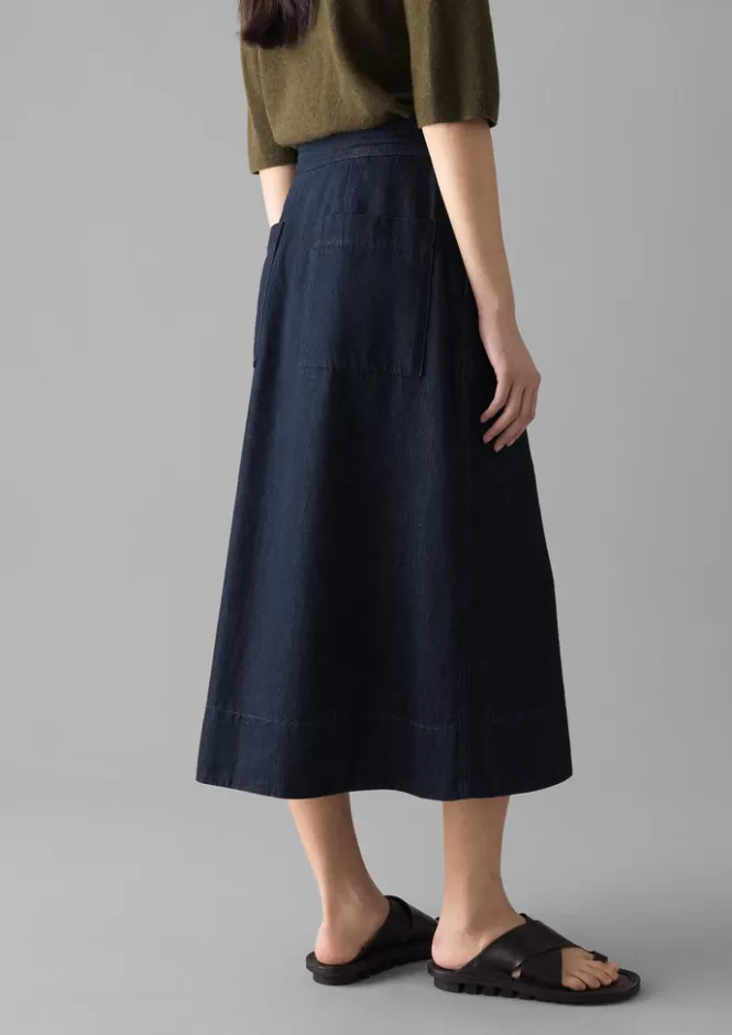 Gonna avvolgente donna in denim eco-chic - Cotone canapato con chiusura a fascia - Stile casual primavera-estate