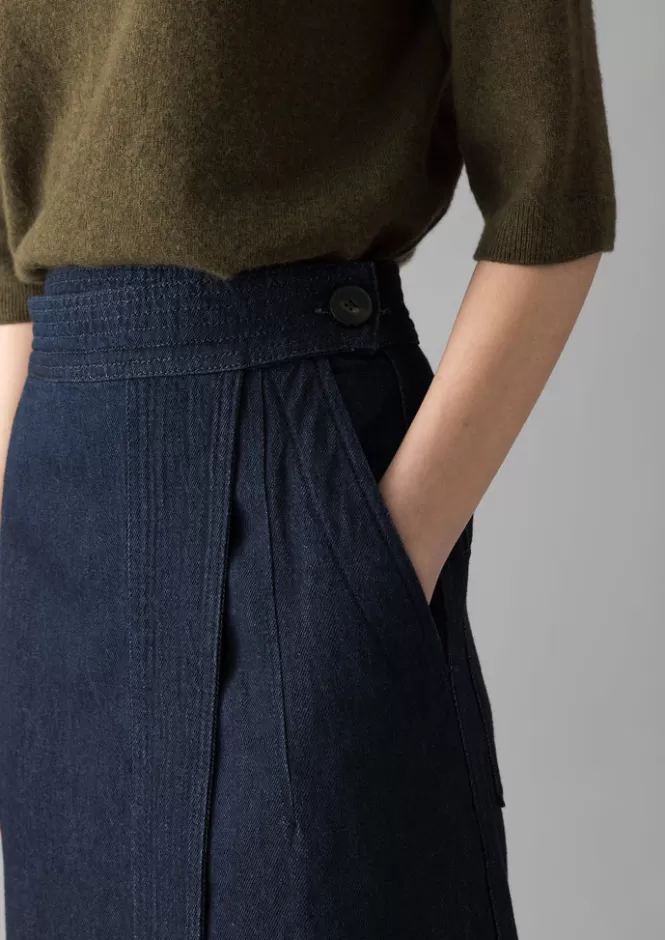 Gonna avvolgente donna in denim eco-chic - Cotone canapato con chiusura a fascia - Stile casual primavera-estate