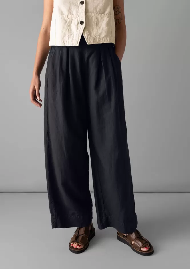 Pantaloni Donna Estate 2024 - Ampia Gamba in Tessuto Misto Lino Cotone | Abbigliamento Casual Chic con Vestibilità Morbida | Ideali per Look Estivi Comodi ed Eleganti