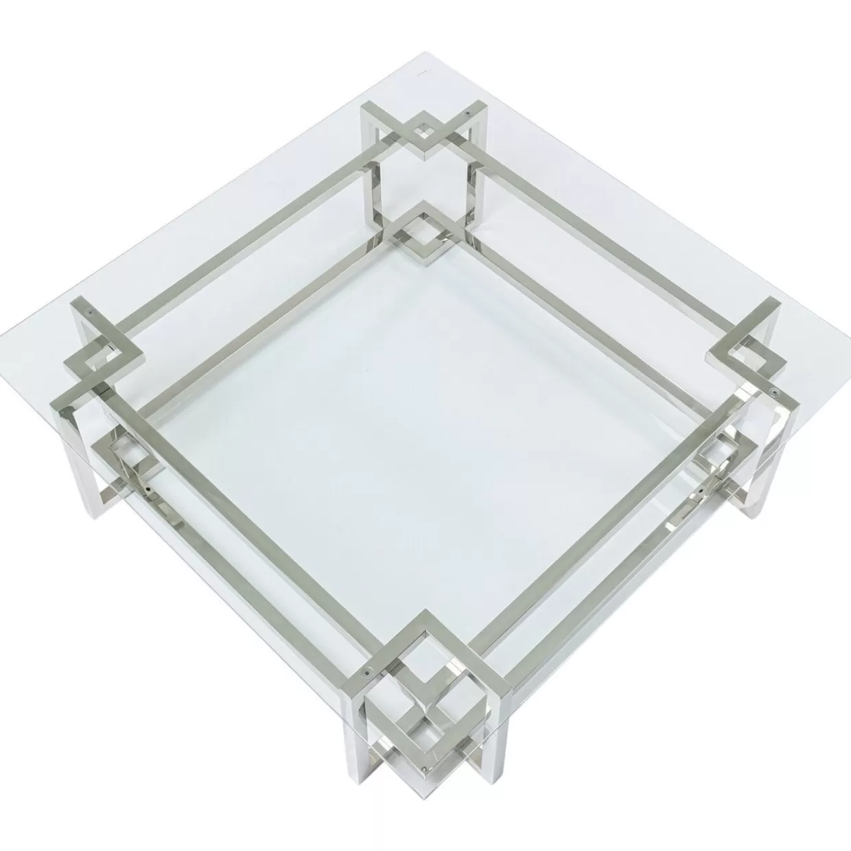 Tavolo da Salotto Clara - Design Moderno in Metallo Argentato 120x120 cm, Formato Quadrato con Linee Essenziali KARE