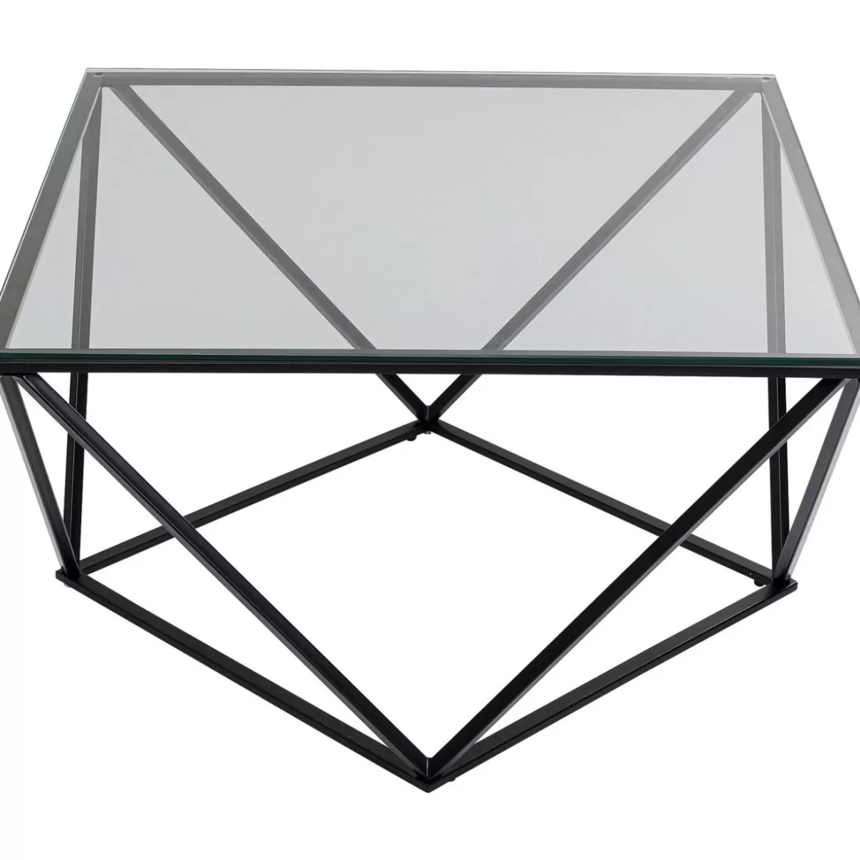 Tavolino Moderno in Cristallo Lucido - Design Elegante KARE, Dimensioni 80x80 cm, Nero Intenso per Soggiorno