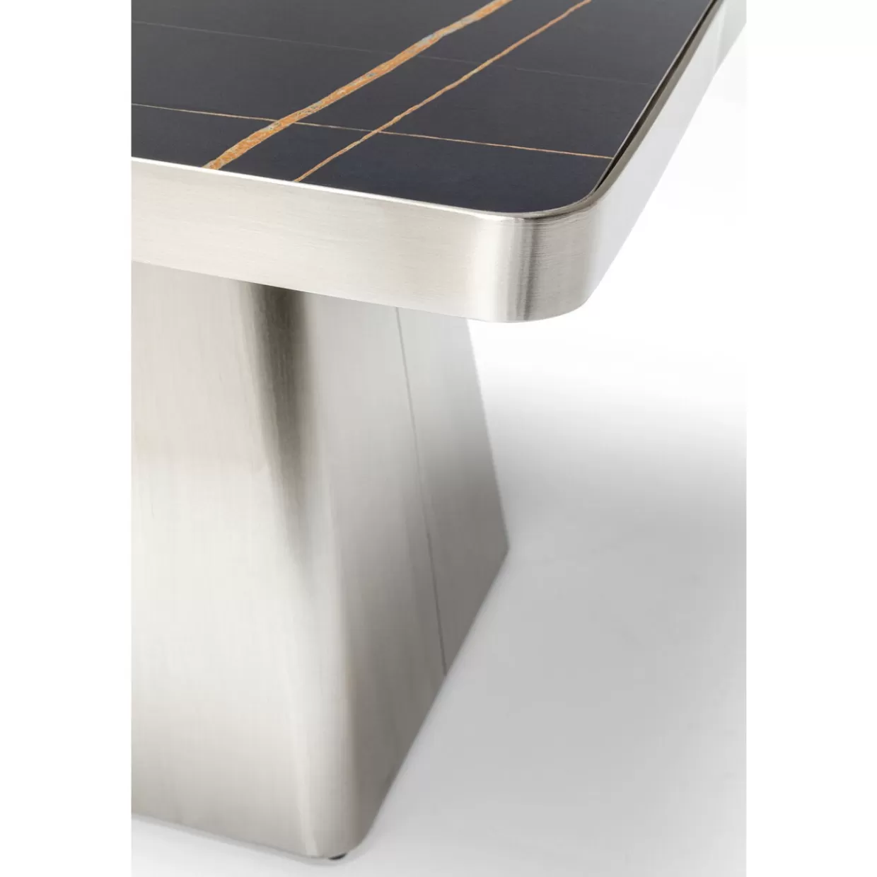 Tavolino Miler stile moderno KARE Design - Piano argento lucido 80x80 cm per soggiorno elegante