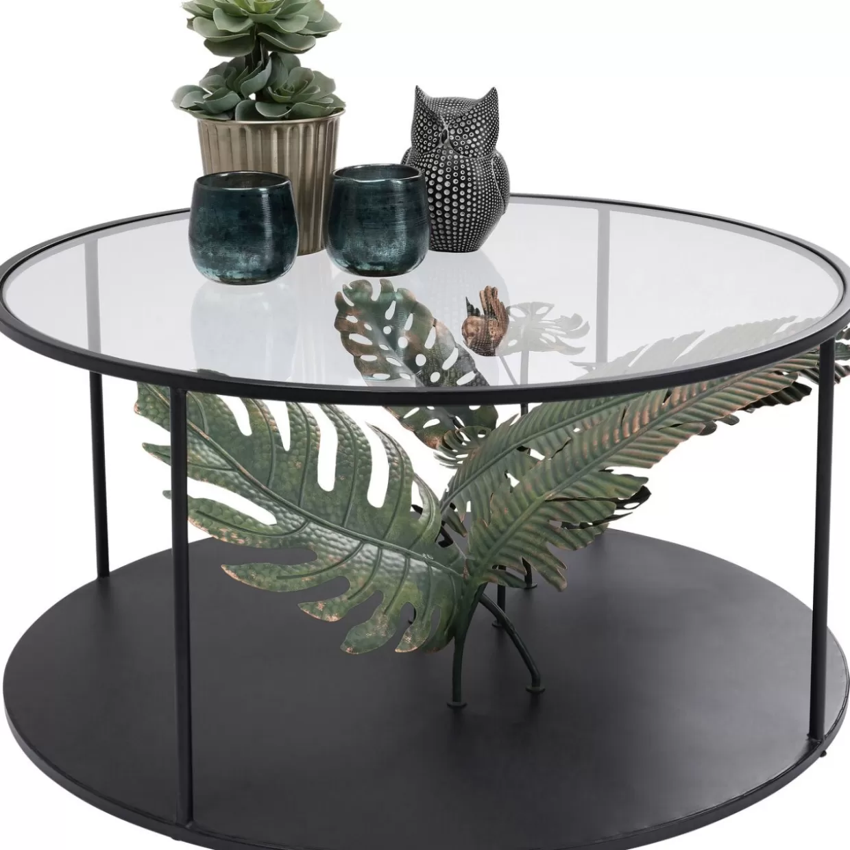 Tavolino da salotto design Palms in tonalità nera - Diametro 80 cm by KARE Design