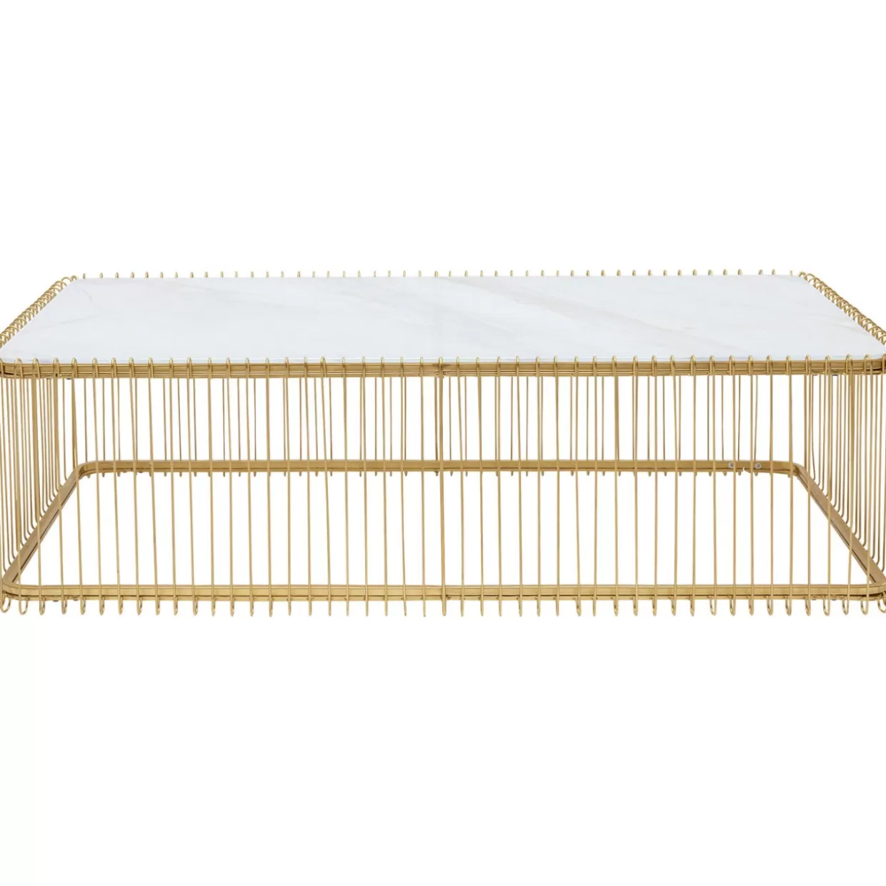Tavolino Design KARE con Struttura Metallica e Vetro - Piano in Marmo Candido 145x70 cm per Soggiorno