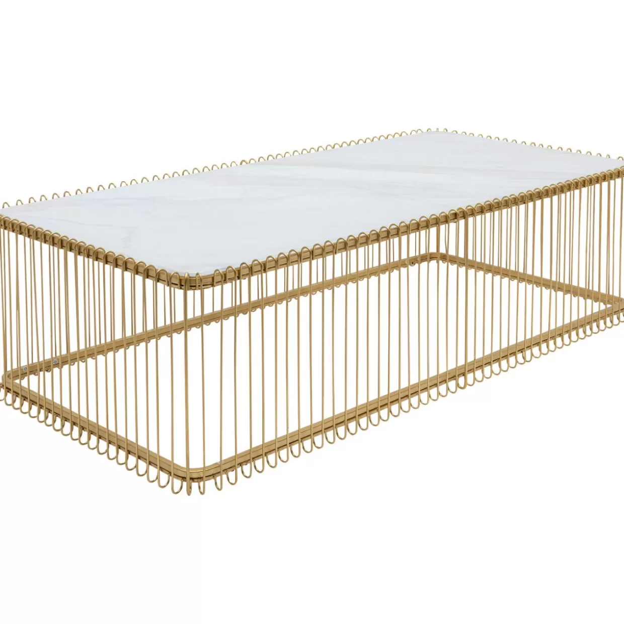 Tavolino Design KARE con Struttura Metallica e Vetro - Piano in Marmo Candido 145x70 cm per Soggiorno