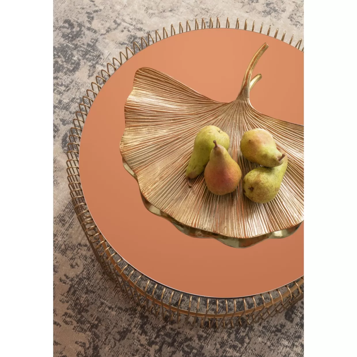 Set Esclusivo di 2 Tavolini Moderni KARE con Intreccio Metallico Ottonato - Design Elegante per Salotto