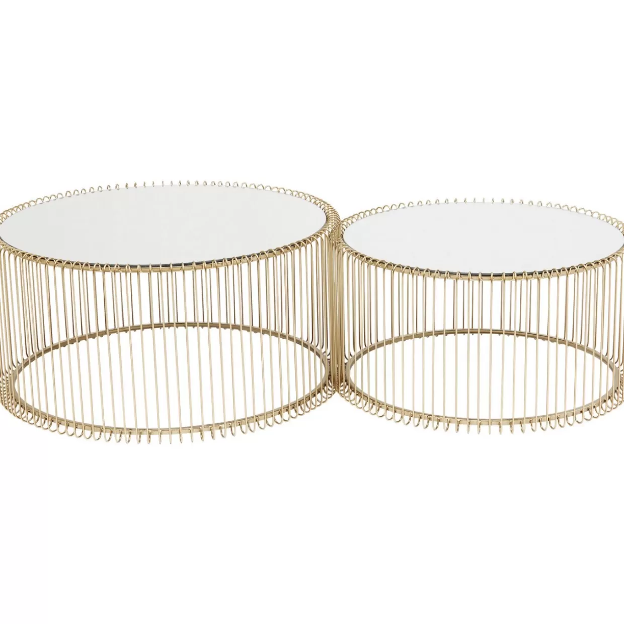 Set Esclusivo di 2 Tavolini Moderni KARE con Intreccio Metallico Ottonato - Design Elegante per Salotto