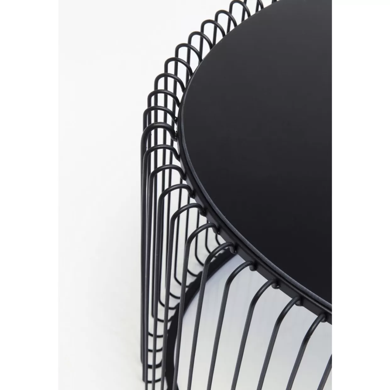 Tavolino da salotto moderno Wire Uno con struttura in filo metallico - Design KARE, finitura nera opaca, dimensioni 60x90 cm, ideale per il soggiorno contemporaneo
