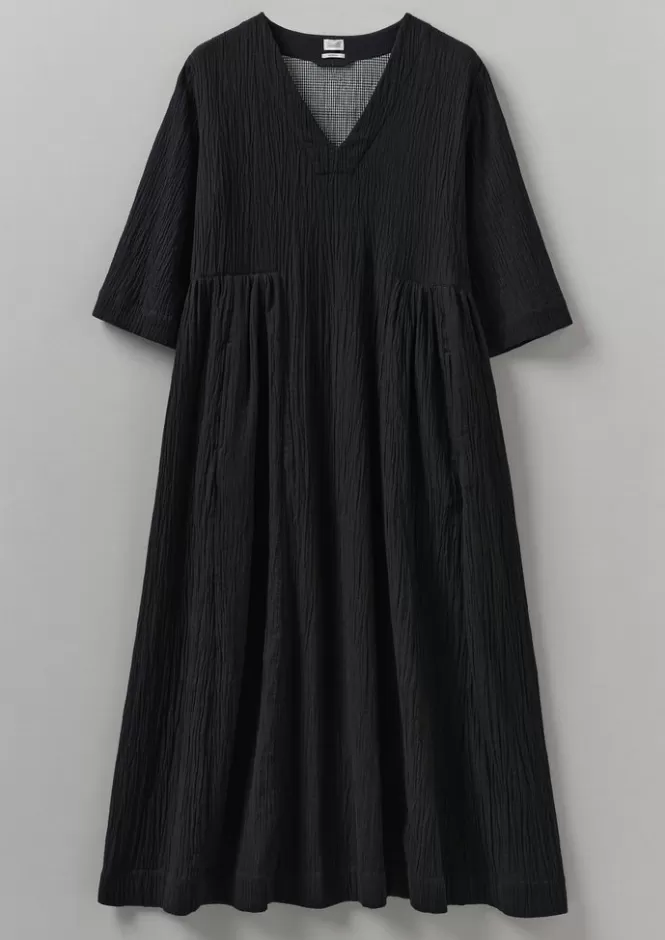 Vestito Casual Donna in Cotone Rugoso con Scollatura a V - Abbigliamento Loungewear Comodo e Conveniente