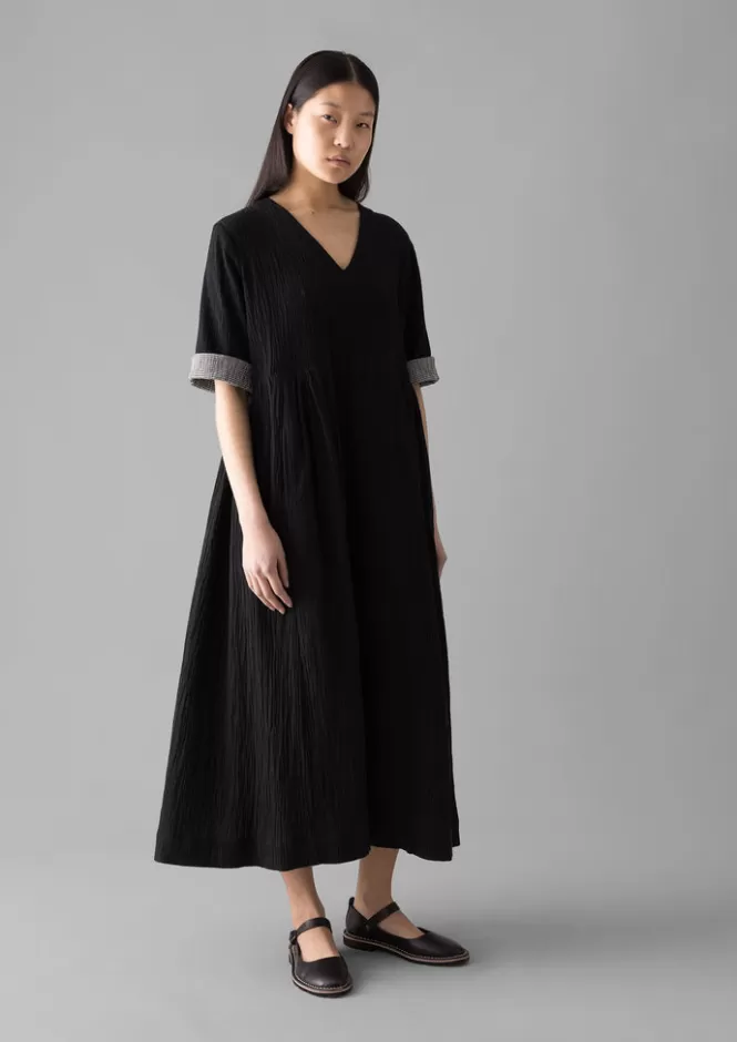 Vestito Casual Donna in Cotone Rugoso con Scollatura a V - Abbigliamento Loungewear Comodo e Conveniente